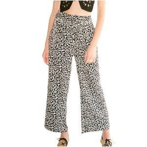 Lisa Says Gah Elaine Wide Leg Palazzo Pants Black White Geometric Shapes Size Lg